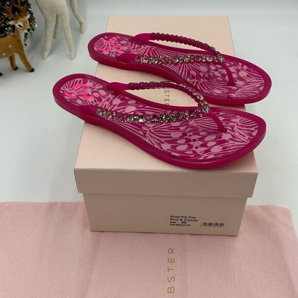 Women’s Sophia, Webster, pink and crystal flip-flops size 36 - Picture 5 of 8